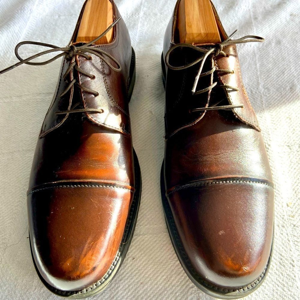 Men's Chaps Brown Leather Cap Toe Laces Oxford 8M Shoes Worn By Actor In Film.